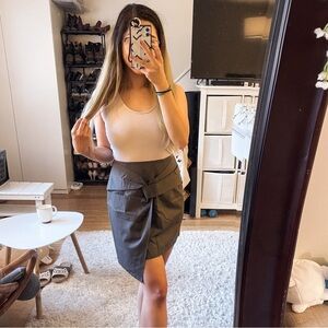 Twist Knot Ash Green Gray Mini Skirt